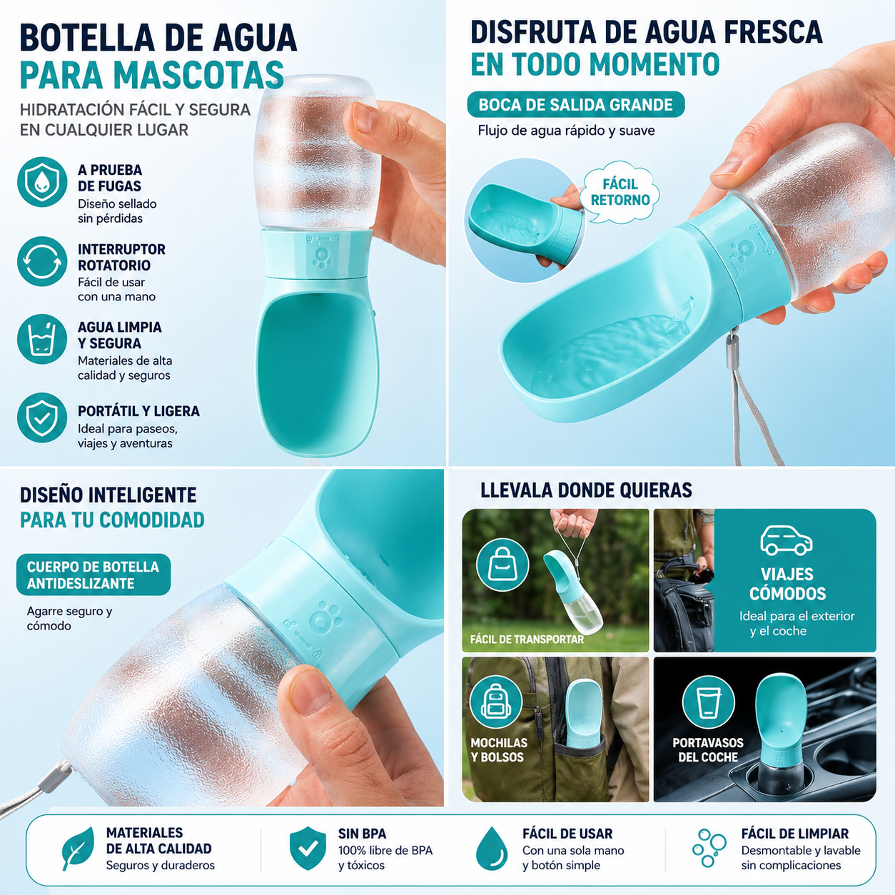 Botella De Agua Portátil Para Perros
